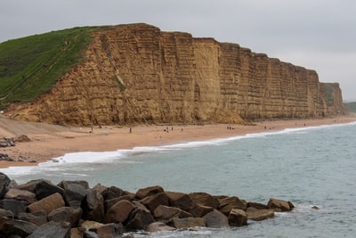 Rock formations near water during the day
